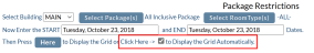 Package Restrictions screen top section with automatic display check box option highlighted and checked